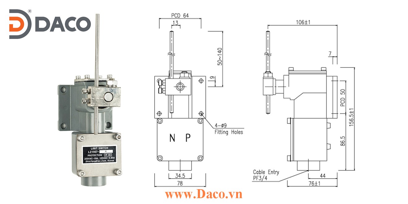 LZ1907-R Công tắc hành trình công nghiệp nặng Thanh gạt điều chỉnh