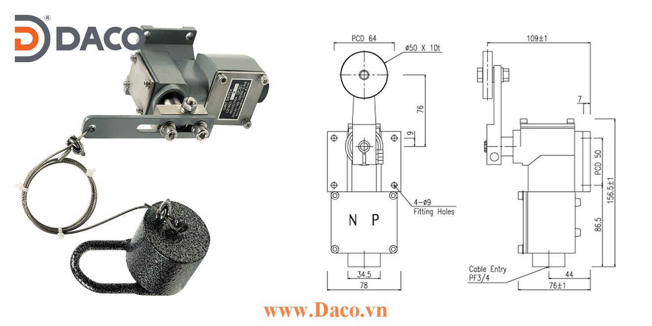 LZ1907-W Công tắc hành trình công nghiệp nặng Cần gạt Dây treo quả nặng