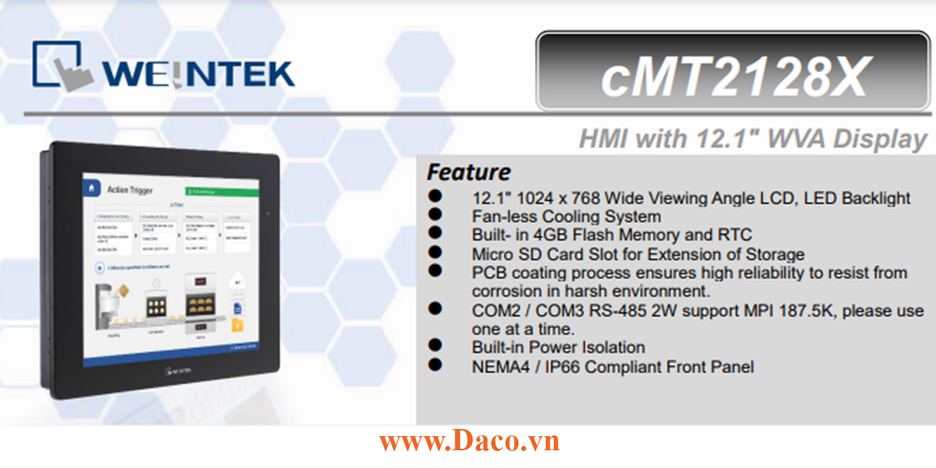cMT2128X Màn hình cảm ứng HMI Weintek CMT-X Standard 12.1 inch RS232, RS485, LAN