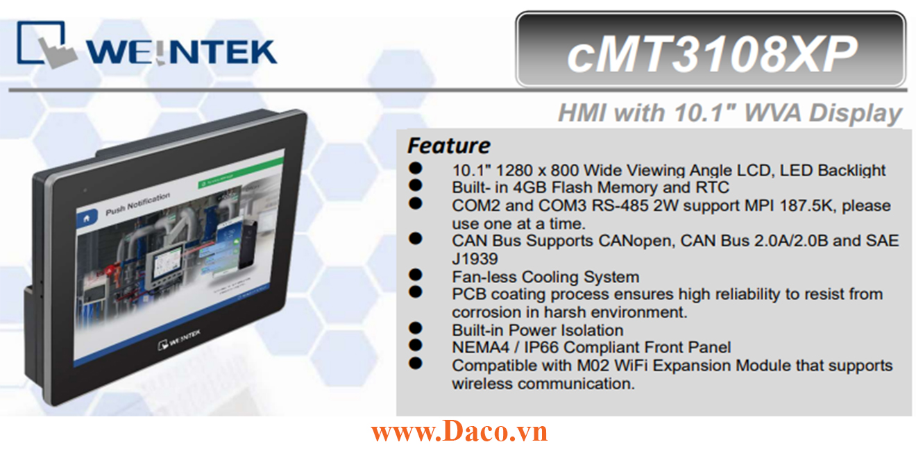 cMT3108XP Màn hình cảm ứng HMI Weintek CMT-X Advanced 10.1 inch RS232, RS485, LAN