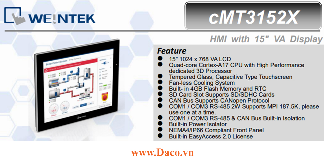 cMT3152X Màn hình cảm ứng HMI Weintek CMT-X Advanced 15 inch RS232, RS485, LAN