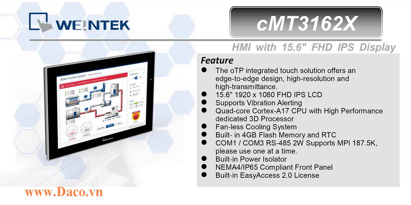 cMT3162X Màn hình cảm ứng HMI Weintek cMT 15.6 IPS Màu CAN Bus, Audio