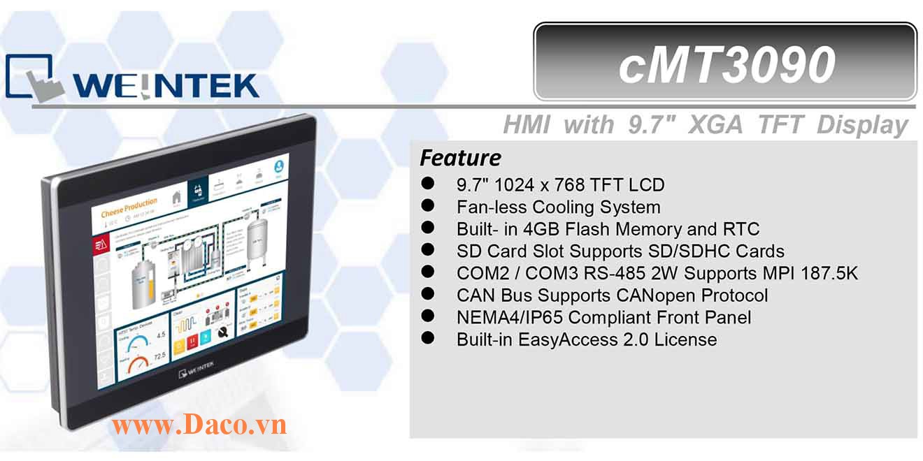cMT3090 Màn hình cảm ứng HMI Weintek cMT 9.7 TFT Màu CAN Bus, Audio