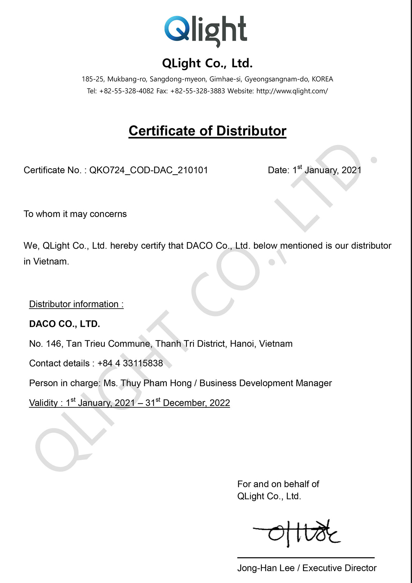 Qlight Hàn Quốc-DACO nhà phân phối thiết bị điện tự động hóa công nghiệp tại Việt nam